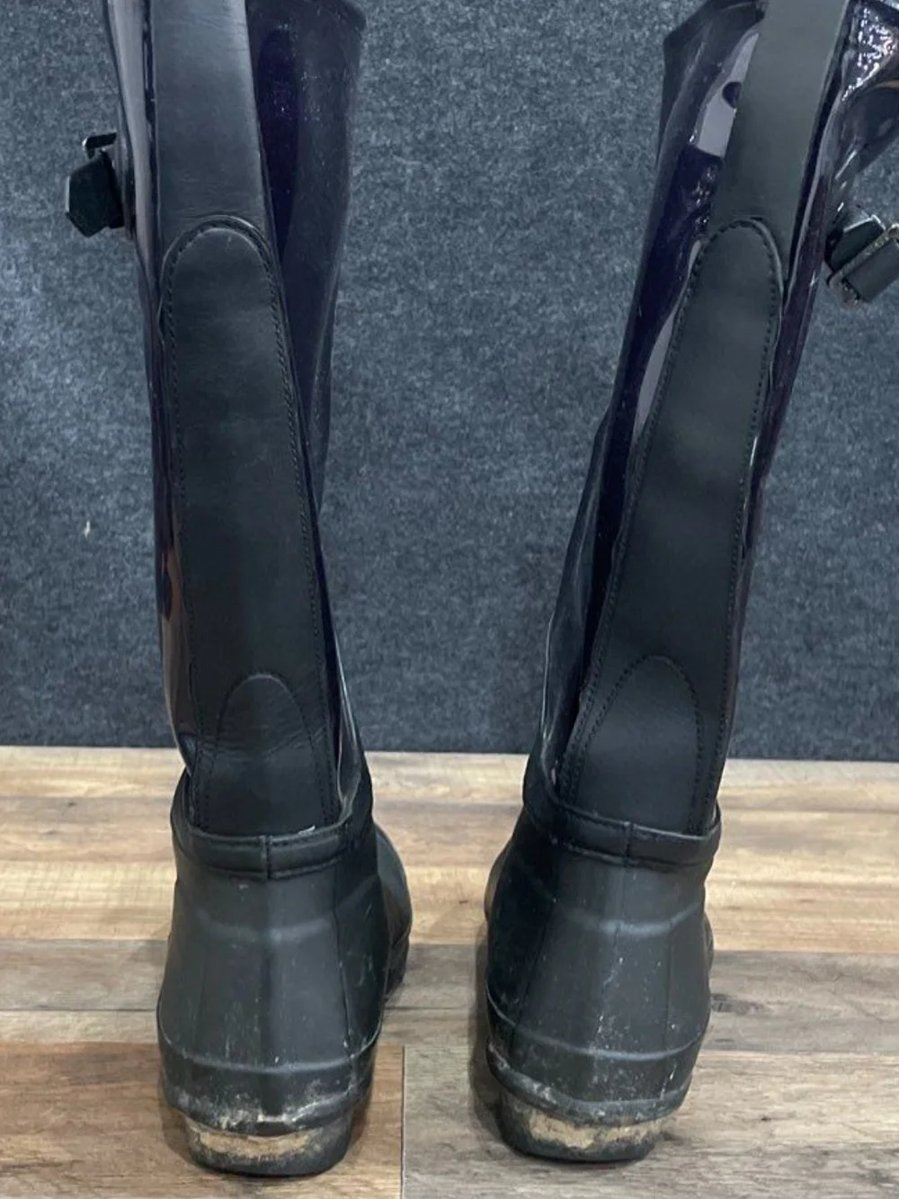 Hunter Unisex Woman 8 Mens 7 Black Gloss Finish Tall Rain Boots